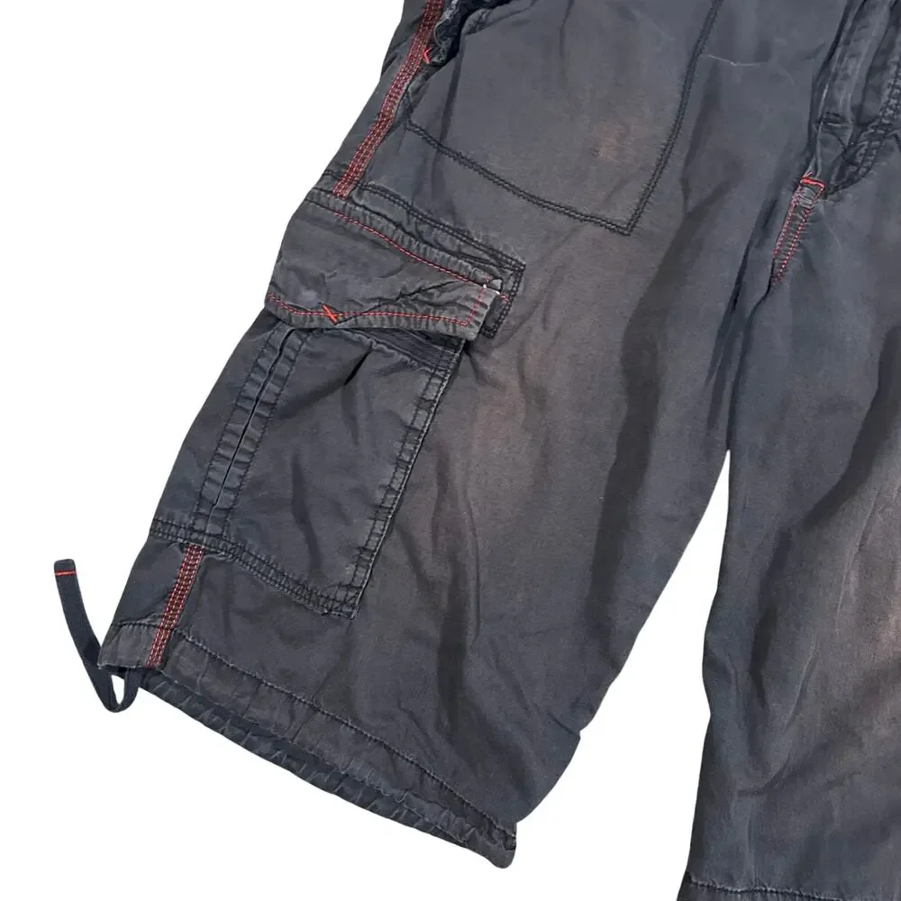 Y2K Sean John Baggy Cargo Shorts 36 Faded Black Skater Grunge Vintage Style